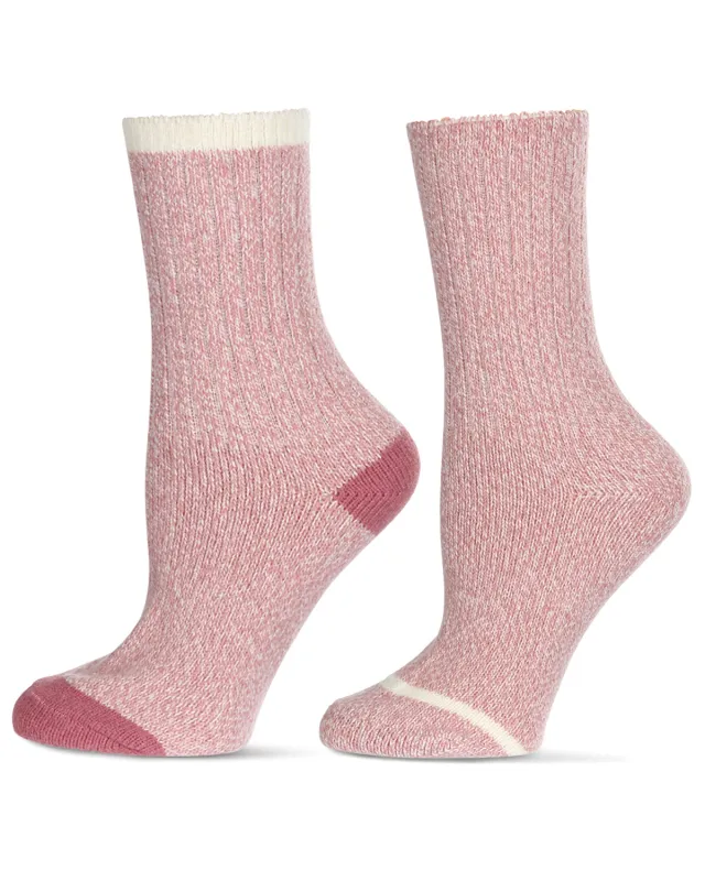 Women's 2 Pair Pack Fine Stripe Buttersoft Crew Socks sold by MeMoi