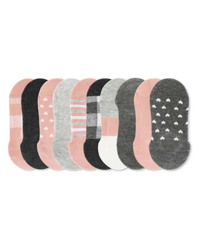 Women's 10 Pair Pack Hearts No Show Sneaker Liners made by MeMoi