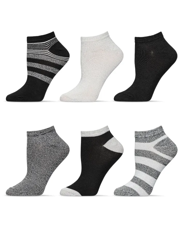 Women's 6 Pair Pack ButterSoft Stripe Low-Cut Socks made by MeMoi