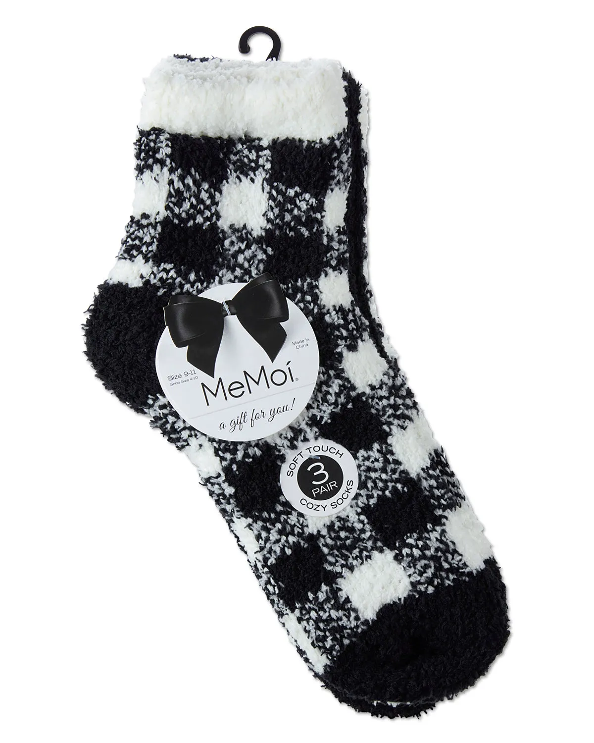 Women's 3 Pair Pack Buffalo Check Cozy Crew Socks sold by MeMoi
