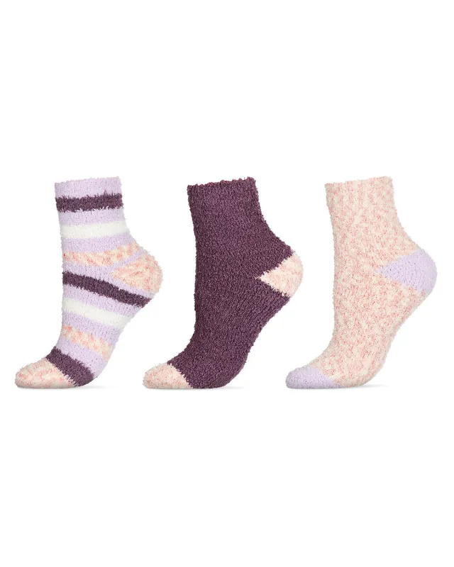 Women's 3 Pair Pack Ombre Stripe Cozy Crew Socks sold by MeMoi