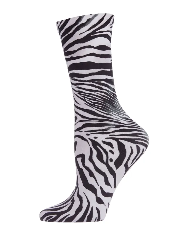 Zebra Printed Fashion Crew Sock made by Natori