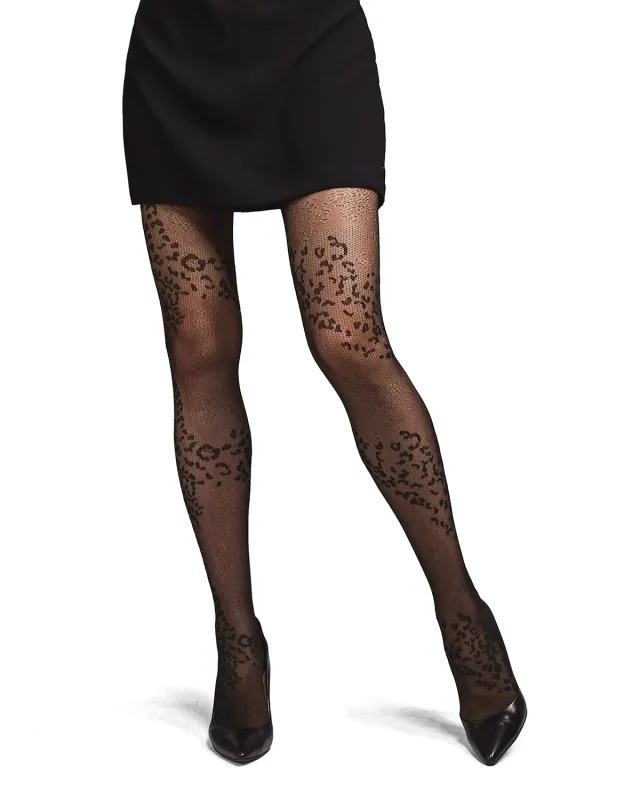Women's Leopard Mix Sheer Nylon Tights made by MeMoi