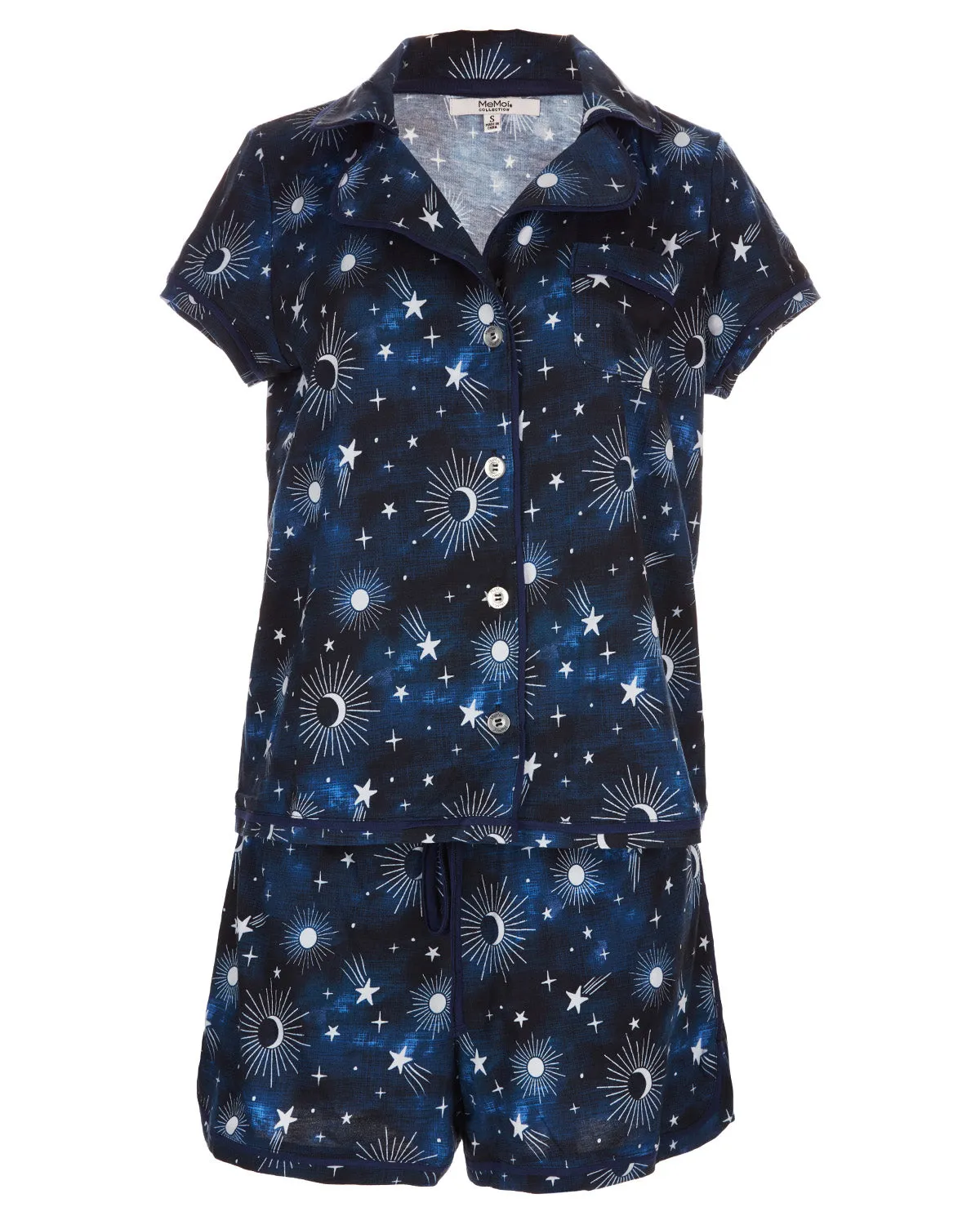 Women's Celestial Notch Collar Shorts Cotton Blend Pajama Set sold by MeMoi product image thumbnail 2