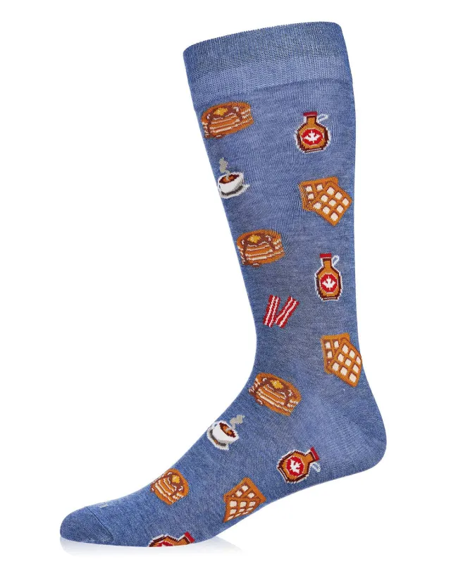 Men's Breakfast of Champions Bamboo Blend Novelty Crew Sock made by MeMoi