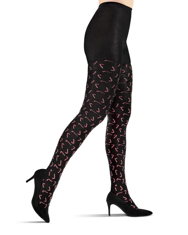 Candy Cane Cotton Blend Sweater Tights made by MeMoi