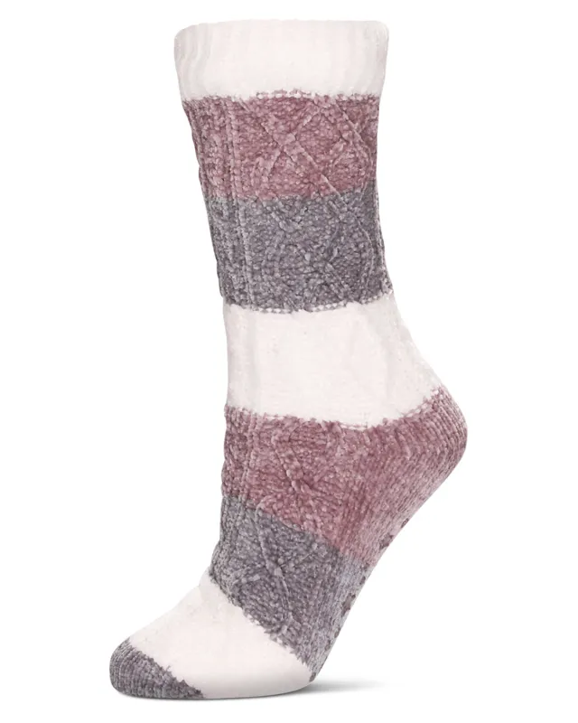 Women's Tranquility Tri-Color Plush Lined Slipper Socks made by MeMoi
