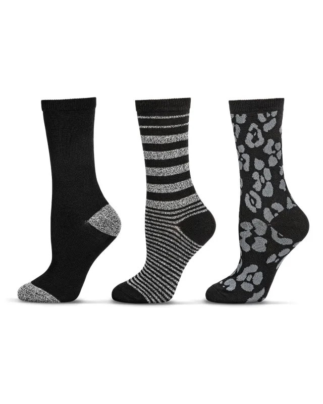 3 Pairs Women's Buttersoft Variety Novelty Crew Socks sold by MeMoi