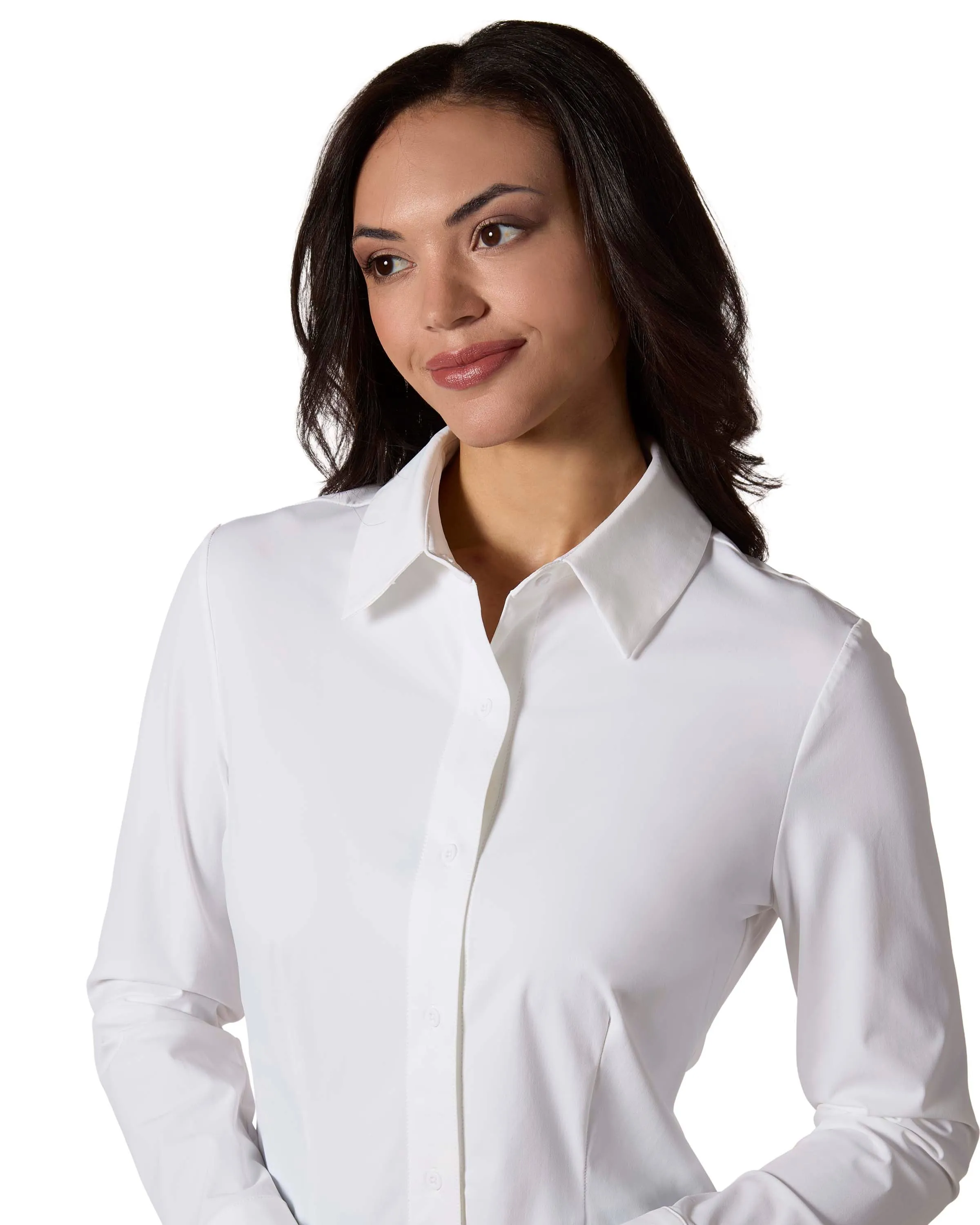 Women's Classic Button-Down Long-Sleeve Stretch Dress Shirt sold by MeMoi product image thumbnail 5