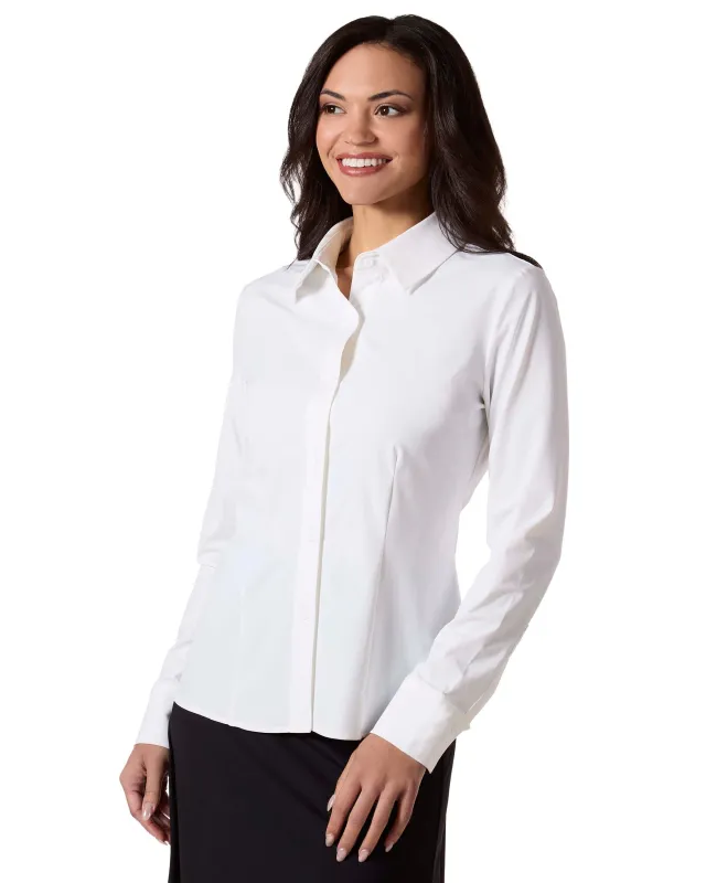 Women's Classic Button-Down Long-Sleeve Stretch Dress Shirt made by MeMoi