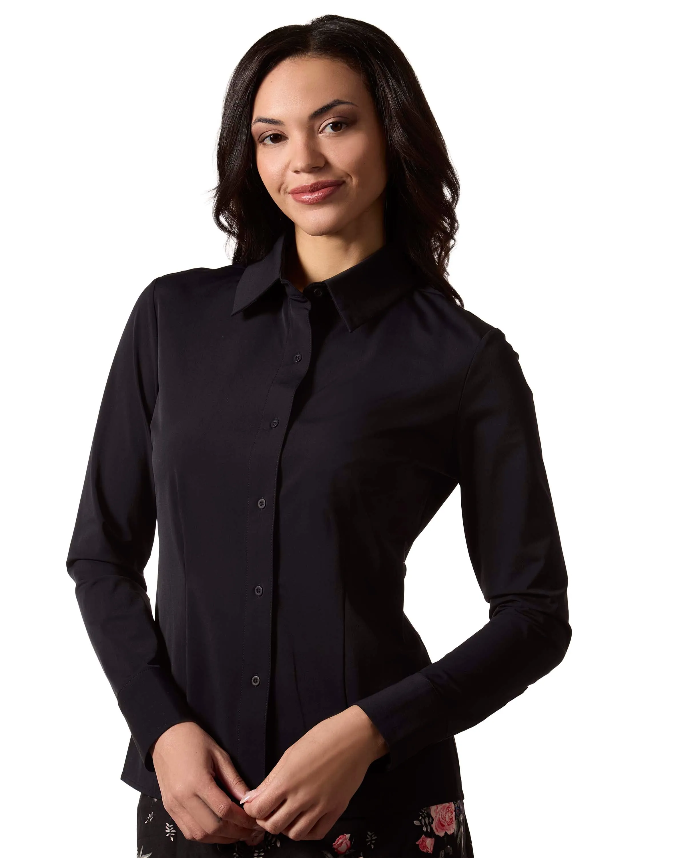 Women's Classic Button-Down Long-Sleeve Stretch Dress Shirt sold by MeMoi product image thumbnail 2