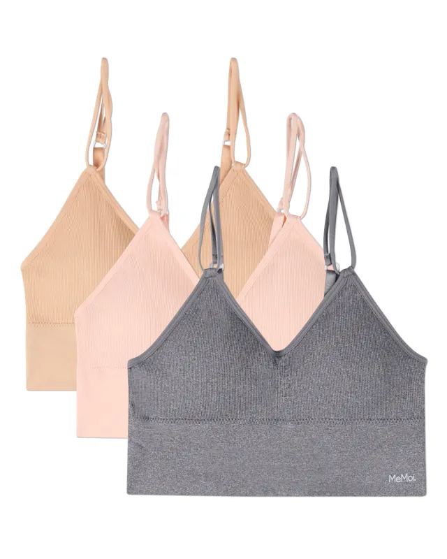 3 Pack Women's Seamless Dual-Strap V-Neck Padded Pullover Bra made by MeMoi