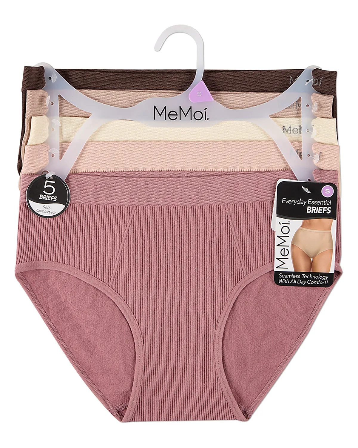 5 Pair Women's Seamless Ribbed No-Show Tag-Free Briefs sold by MeMoi product image thumbnail 2