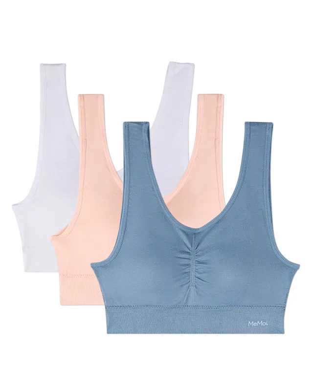 3 Pack Women's Seamless Tag-Free Padded Pullover Bras made by MeMoi