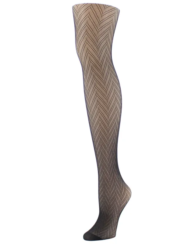 Women's Herringbone-Net Sheer-to-Waist Textured Tights made by MeMoi
