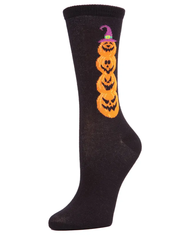 Women's "Pumpkin Witch" Super-Soft Halloween Novelty Crew Sock made by MeMoi
