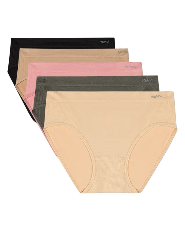 5 Pair Women's Seamless Honeycomb-Pattern Tag-Free Hipster Panties made by MeMoi