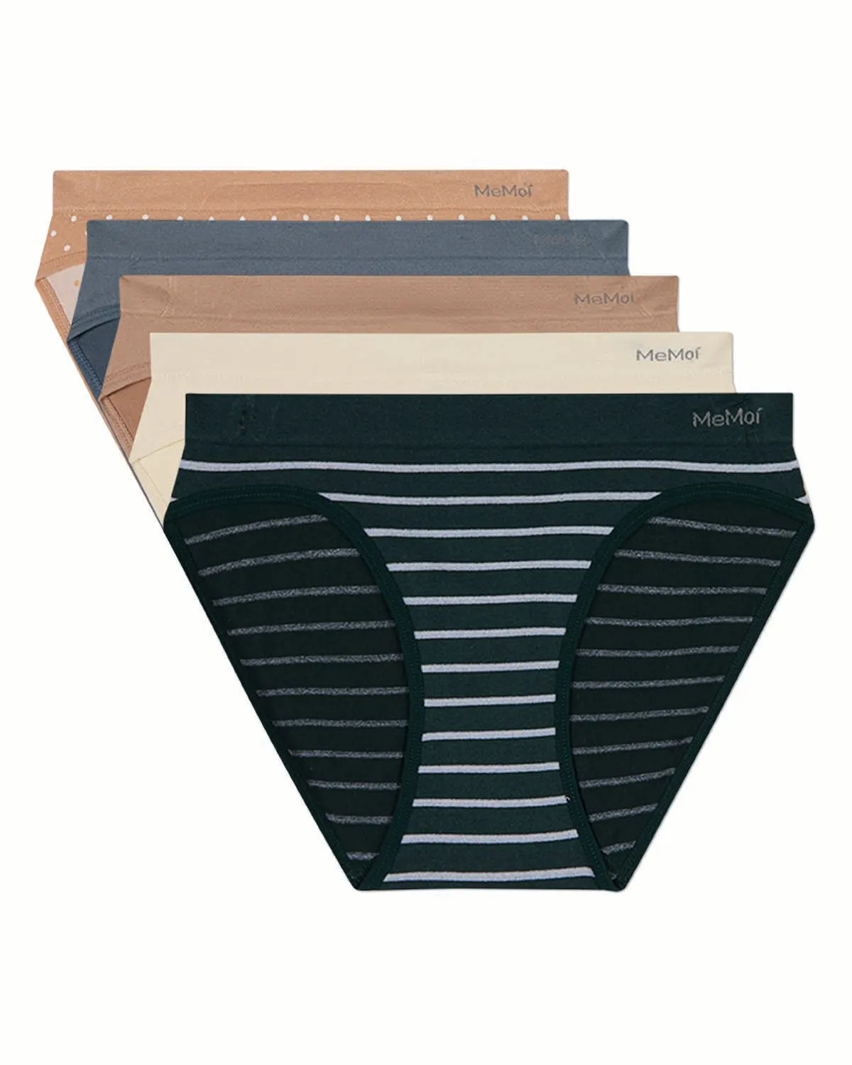 5 Pair Women's Seamless Tag-Free Bikini Panties - Stripes, Solids, Heathers sold by MeMoi product image thumbnail 2