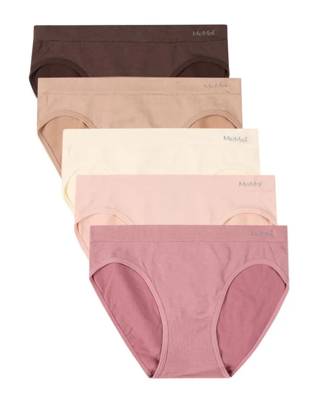 5 Pair Women's Seamless Tag-Free Bikini Panties - Stripes, Solids, Heathers made by MeMoi