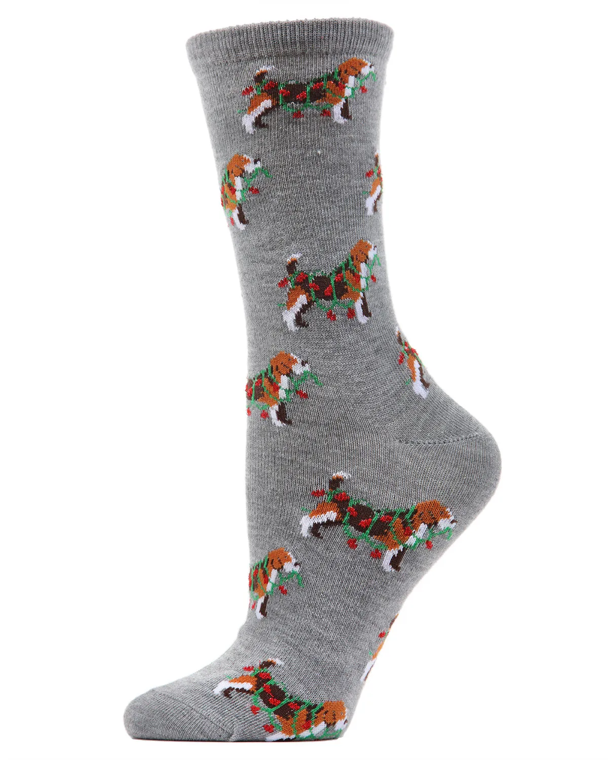 Women's "Dog with Christmas Lights" Holiday Novelty Crew Socks sold by MeMoi product image thumbnail 2