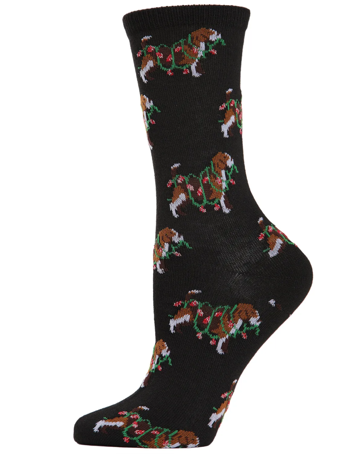 Women's "Dog with Christmas Lights" Holiday Novelty Crew Socks sold by MeMoi