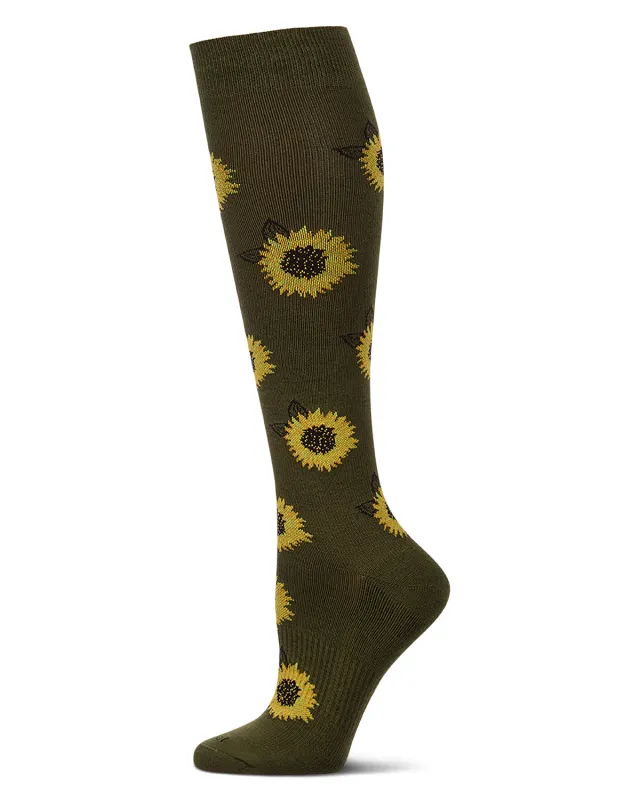Women's "Sunflower" Rayon-Blend Knee High Compression Sock (8-15 mmHg) made by MeMoi