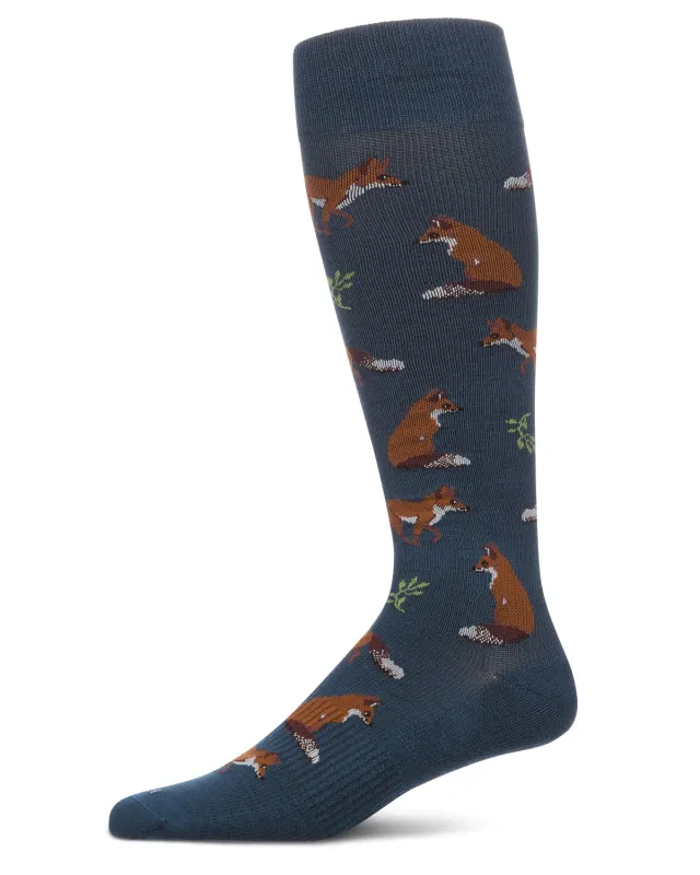 Men's "Foxes" Rayon-Blend Knee High Mild Compression Sock (8-15 mmHg) made by MeMoi