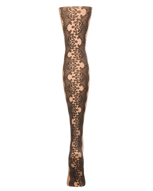 Women's Silky-Soft Elegant Lace-Patterned Sheer Tights made by MeMoi
