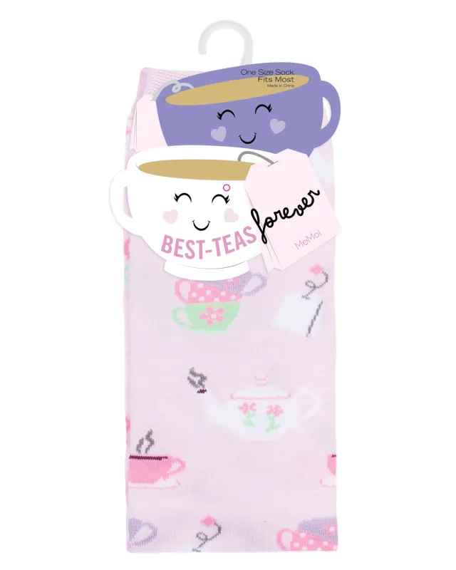 Women's "Best Tea's Forever" Novelty Crew Sock in Fun Gift Packaging made by MeMoi