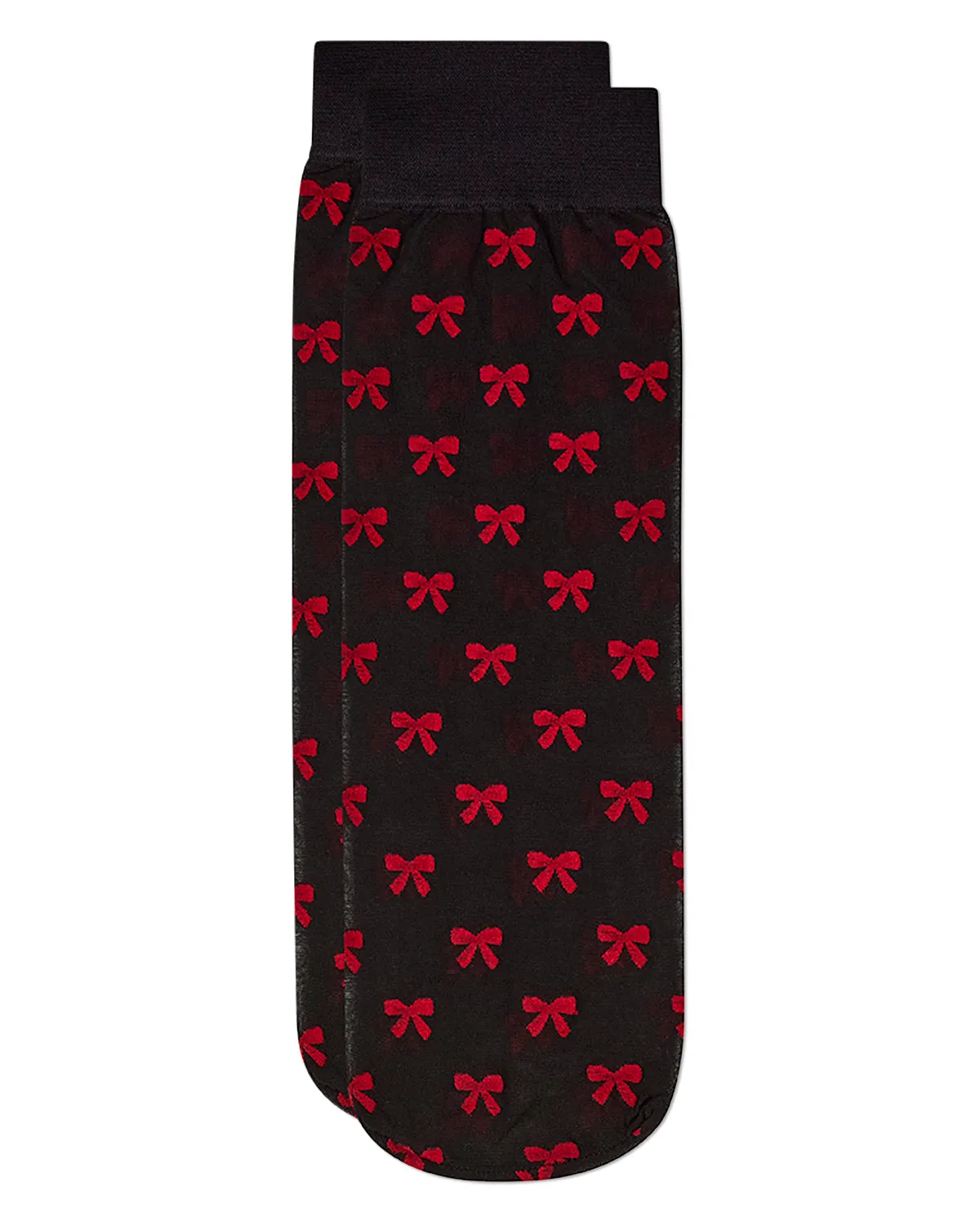 Women's Silky-Sheer Bow-Print Ankle Sock sold by MeMoi product image thumbnail 3