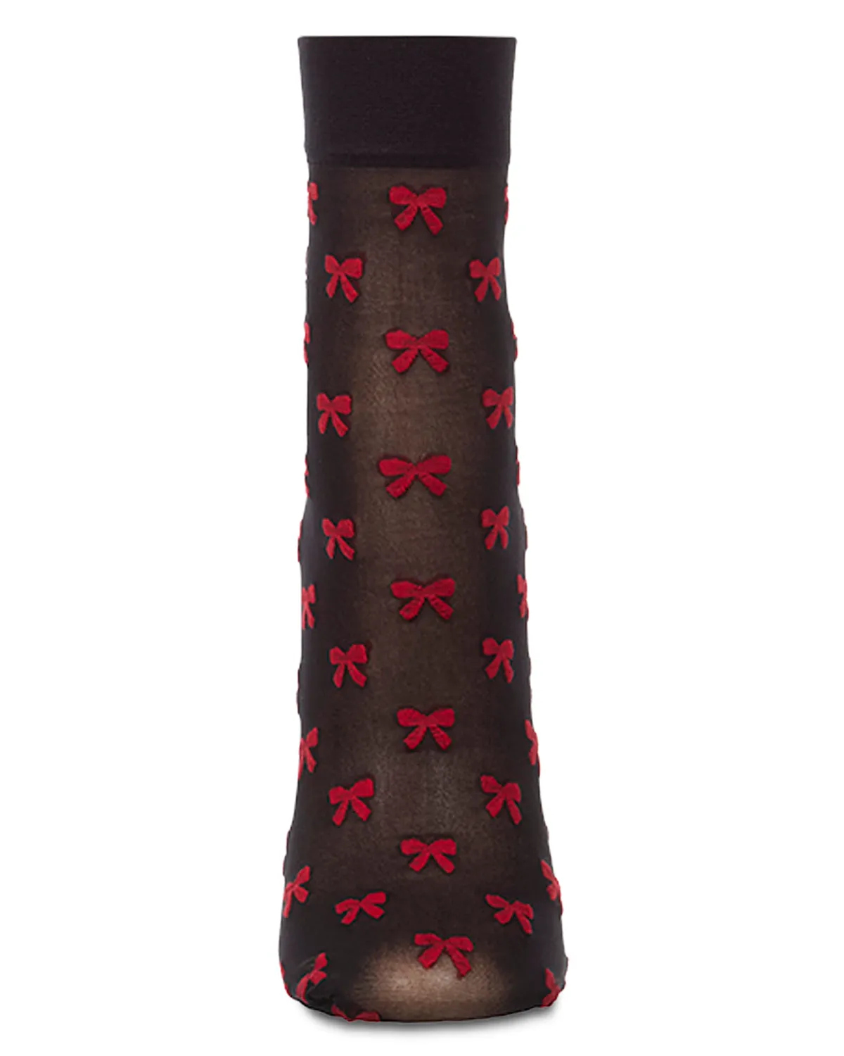 Women's Silky-Sheer Bow-Print Ankle Sock sold by MeMoi product image thumbnail 2