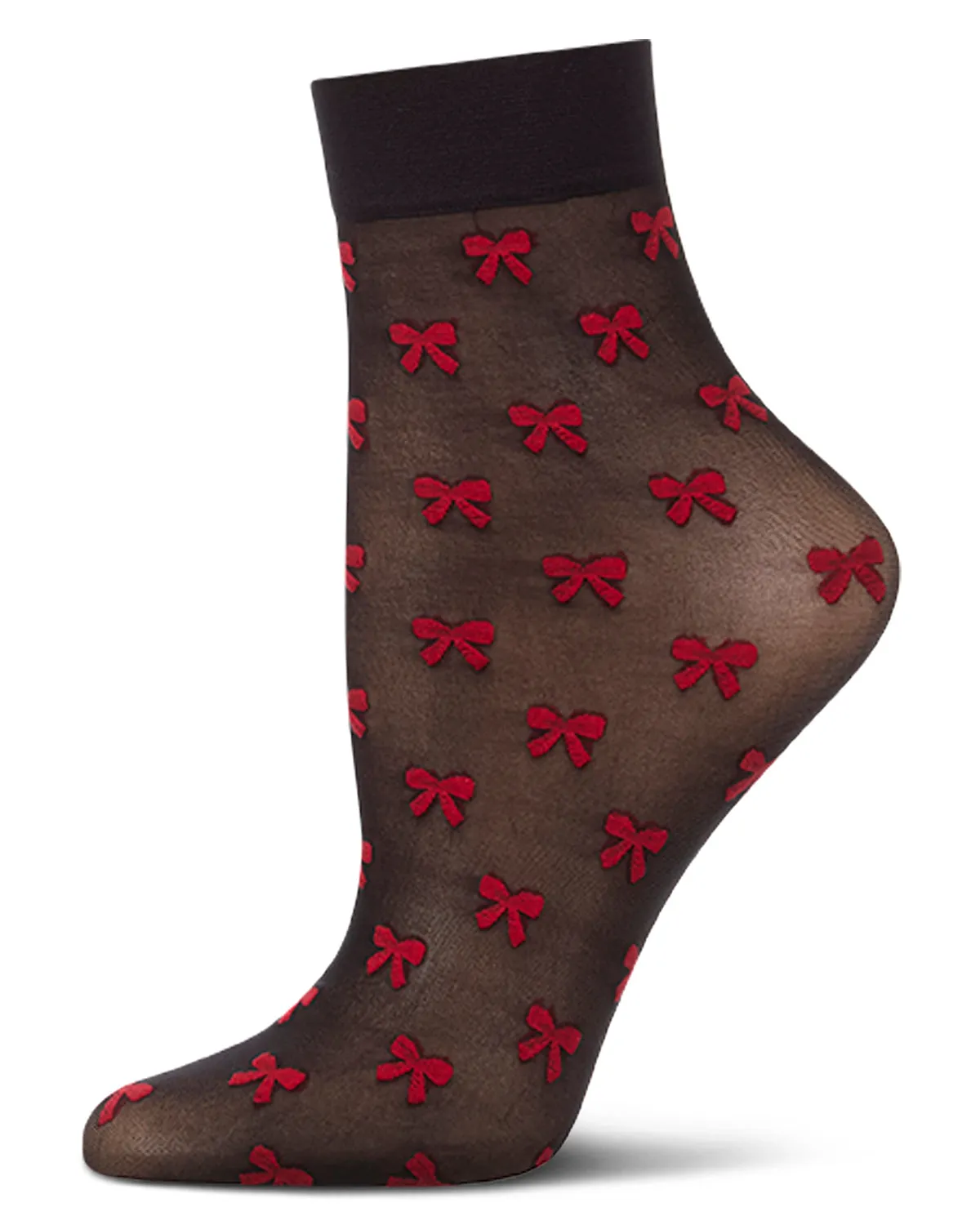 Women's Silky-Sheer Bow-Print Ankle Sock sold by MeMoi