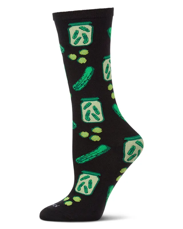 Women's "Just Dill With It" Novelty Crew Sock in Fun Gift Packaging made by MeMoi