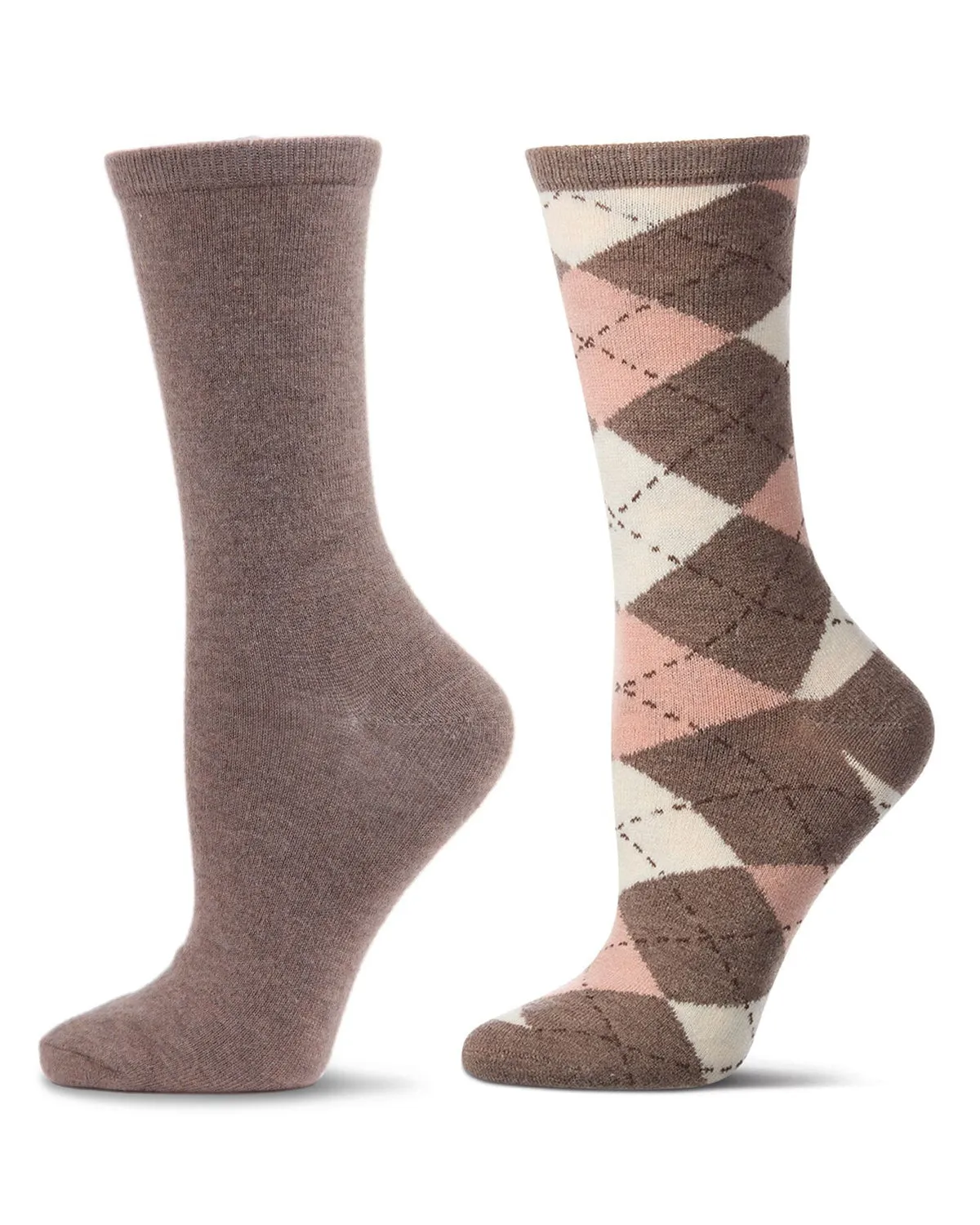 2 Pair Women's Cashmere-Blend Fine-Gauge Knit Crew Socks sold by MeMoi product image thumbnail 2