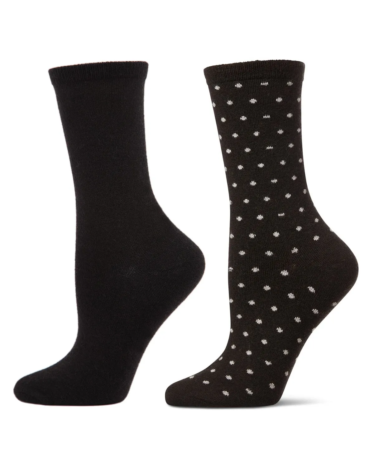 2 Pair Women's Cashmere-Blend Fine-Gauge Knit Crew Socks sold by MeMoi