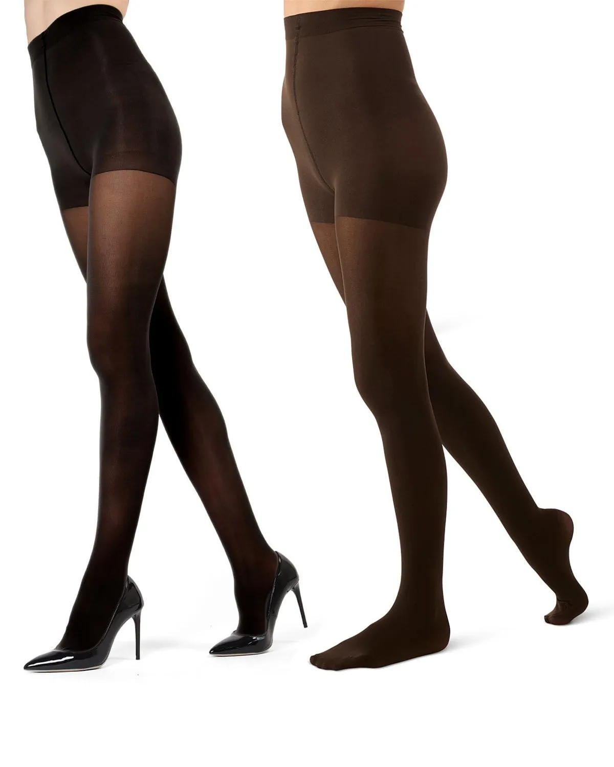 2 Pair Women's Flat-Knit 40-Denier Opaque Fashion Tights sold by MeMoi