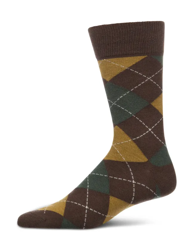 Men's Argyle Cashmere-Blend Fine-Gauge Knit Crew Sock made by MeMoi