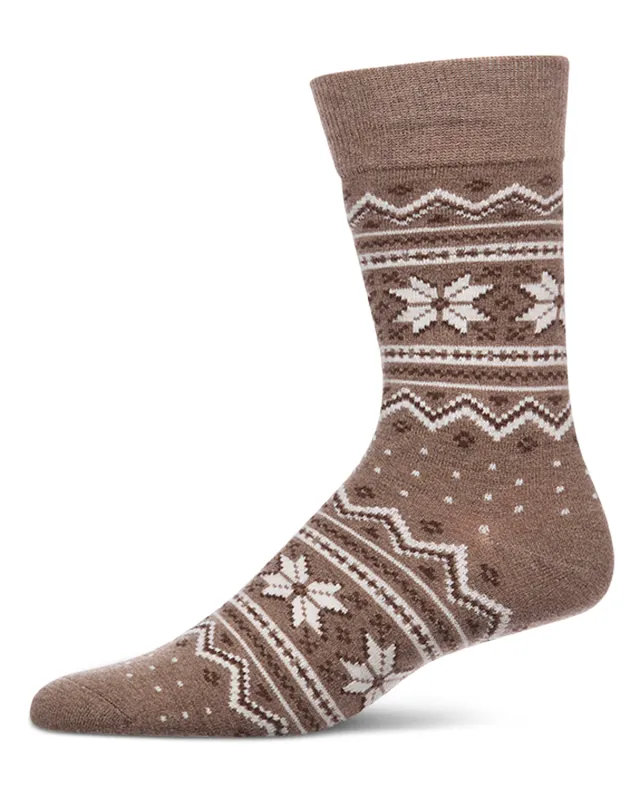 Men's Snowflake Fairisle-Patterned Cashmere-Blend Crew Sock made by MeMoi