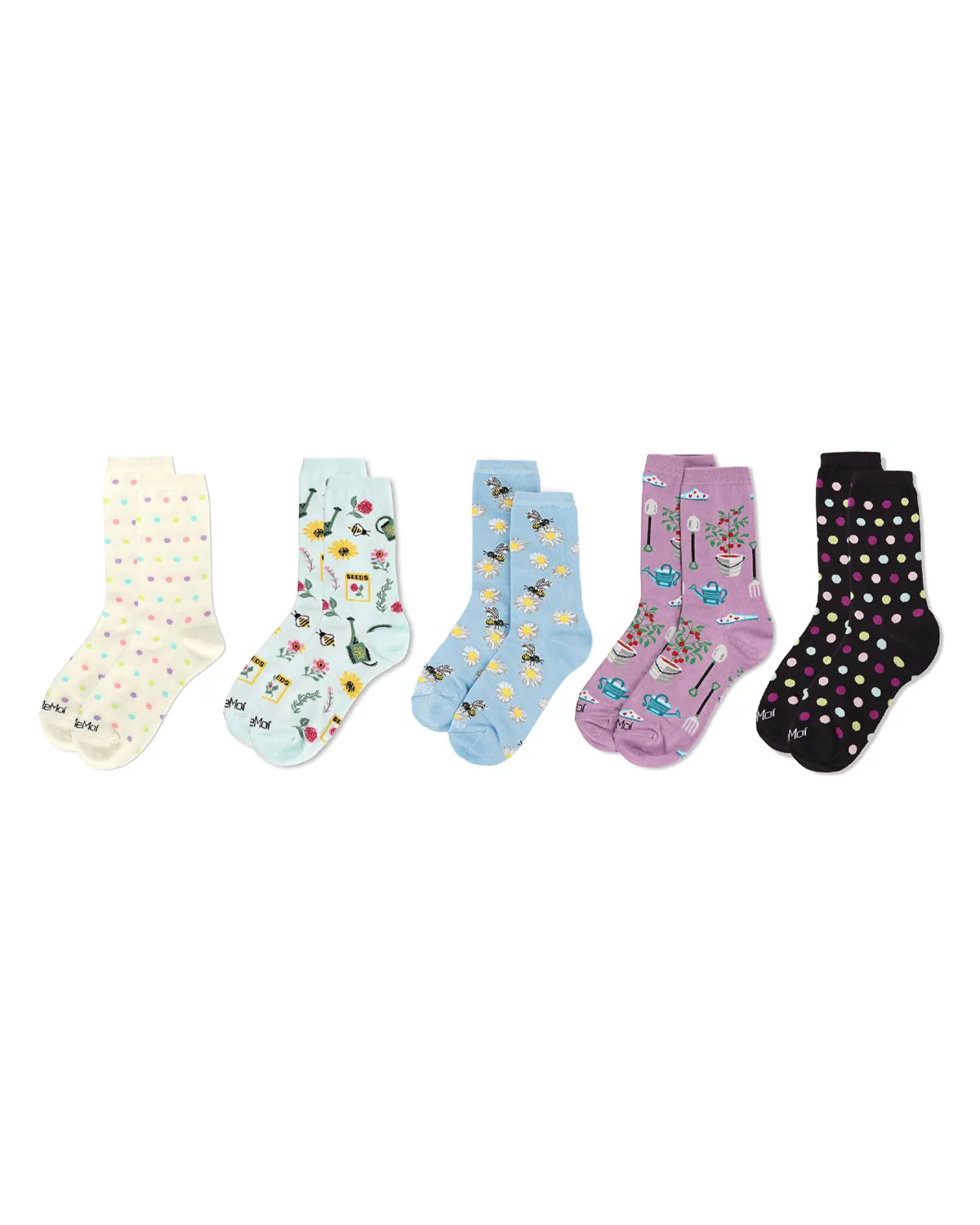 5 Pair Women's Rayon-Blend Fine-Gauge Fashion Novelty Crew Socks sold by MeMoi product image thumbnail 5