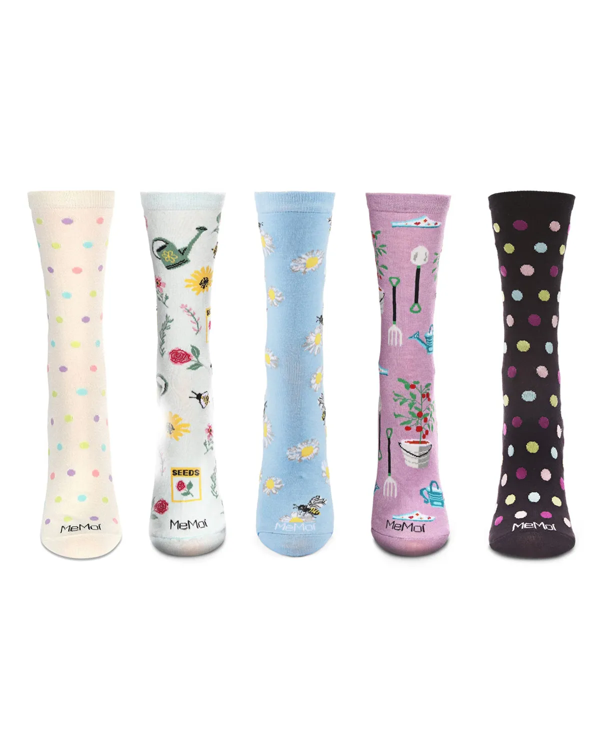 5 Pair Women's Rayon-Blend Fine-Gauge Fashion Novelty Crew Socks sold by MeMoi product image thumbnail 4