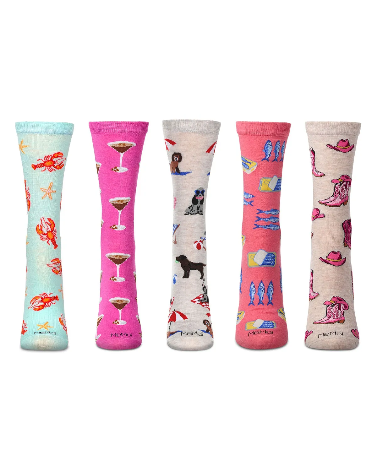 5 Pair Women's Rayon-Blend Fine-Gauge Fashion Novelty Crew Socks sold by MeMoi product image thumbnail 3