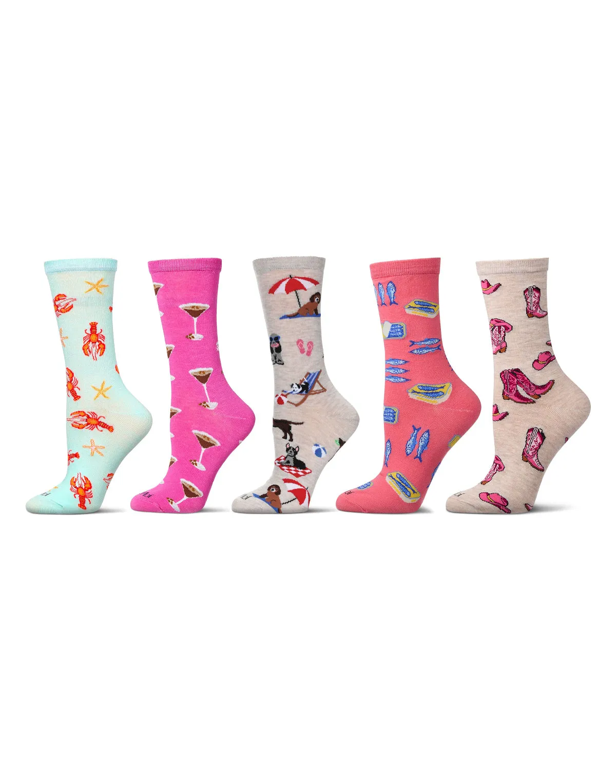 5 Pair Women's Rayon-Blend Fine-Gauge Fashion Novelty Crew Socks sold by MeMoi product image thumbnail 2