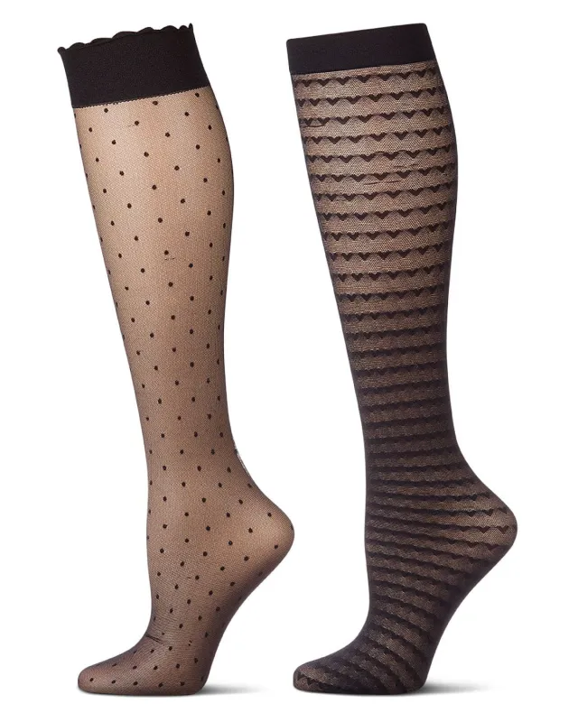 2 Pair Women's Premium Value-Pack Fashion Knee Highs made by MeMoi