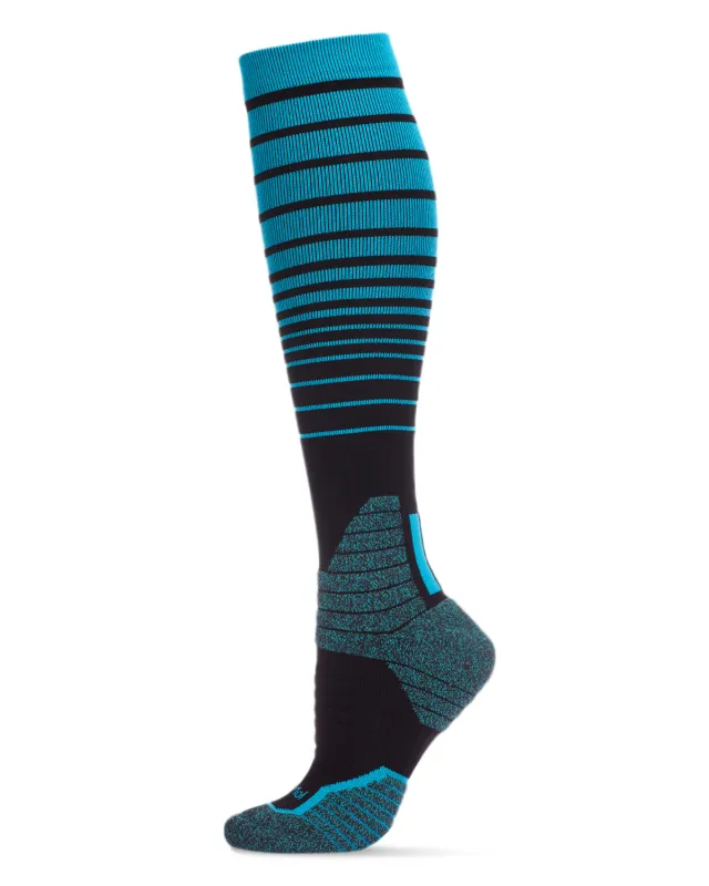Women's Gradient Stripe Performance Knee High Nylon Moderate Compression Socks made by MeMoi