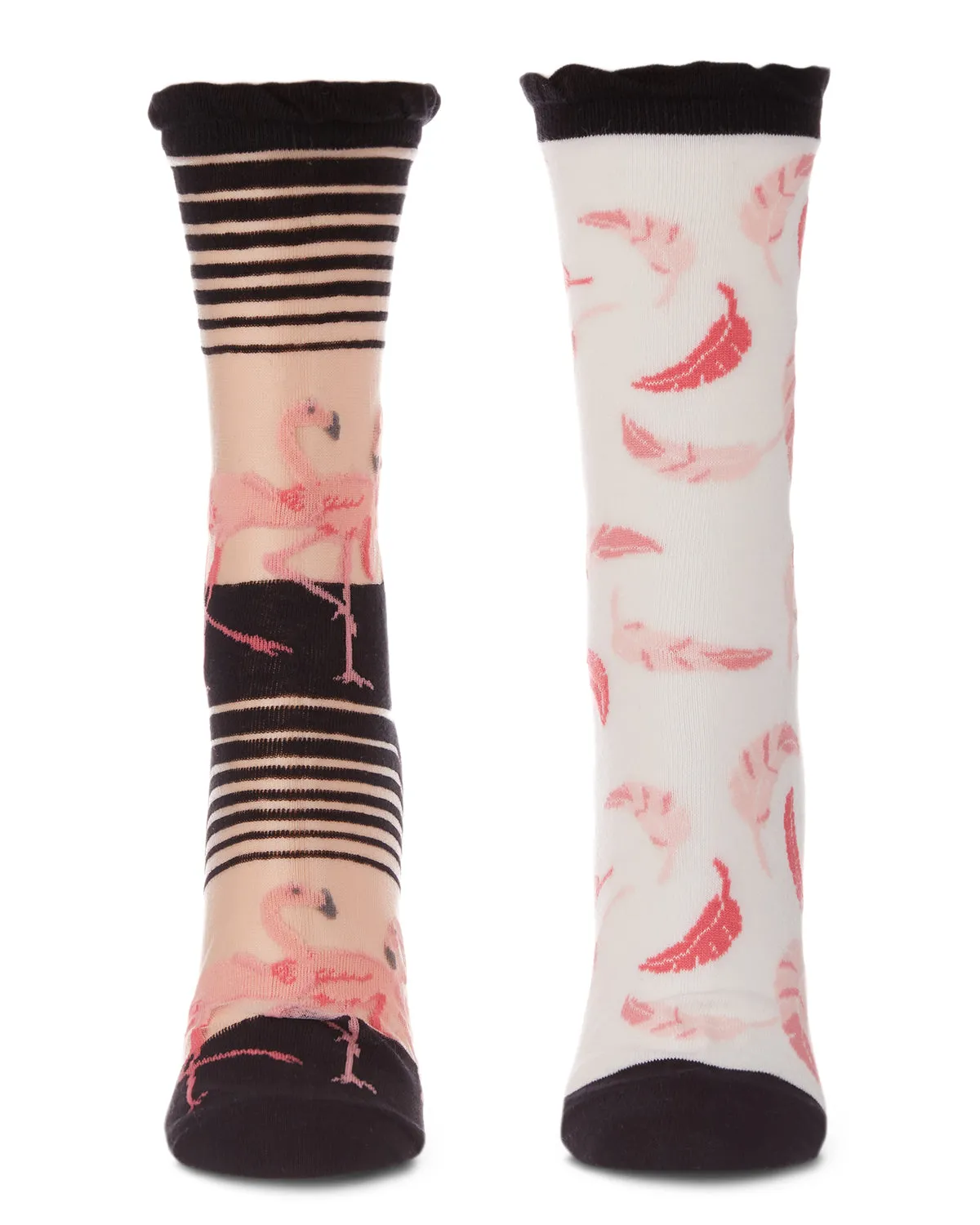 Pink Flamingos/Feather Cotton Blend Crew Sock 2 Pack sold by MeMoi product image thumbnail 2