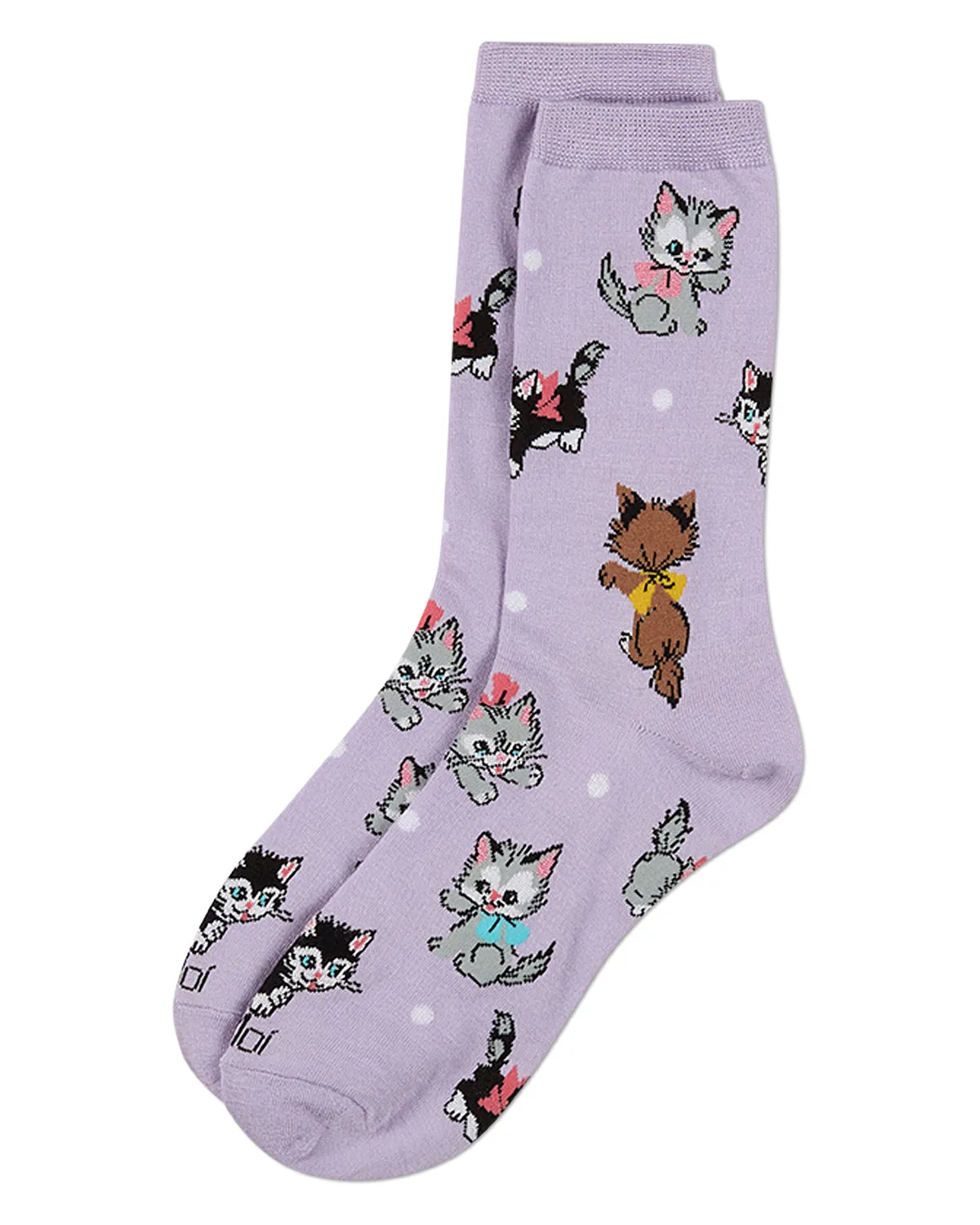 Women's "Retro Kitty" Rayon-Blend Fine-Gauge Novelty Crew Sock sold by MeMoi product image thumbnail 5