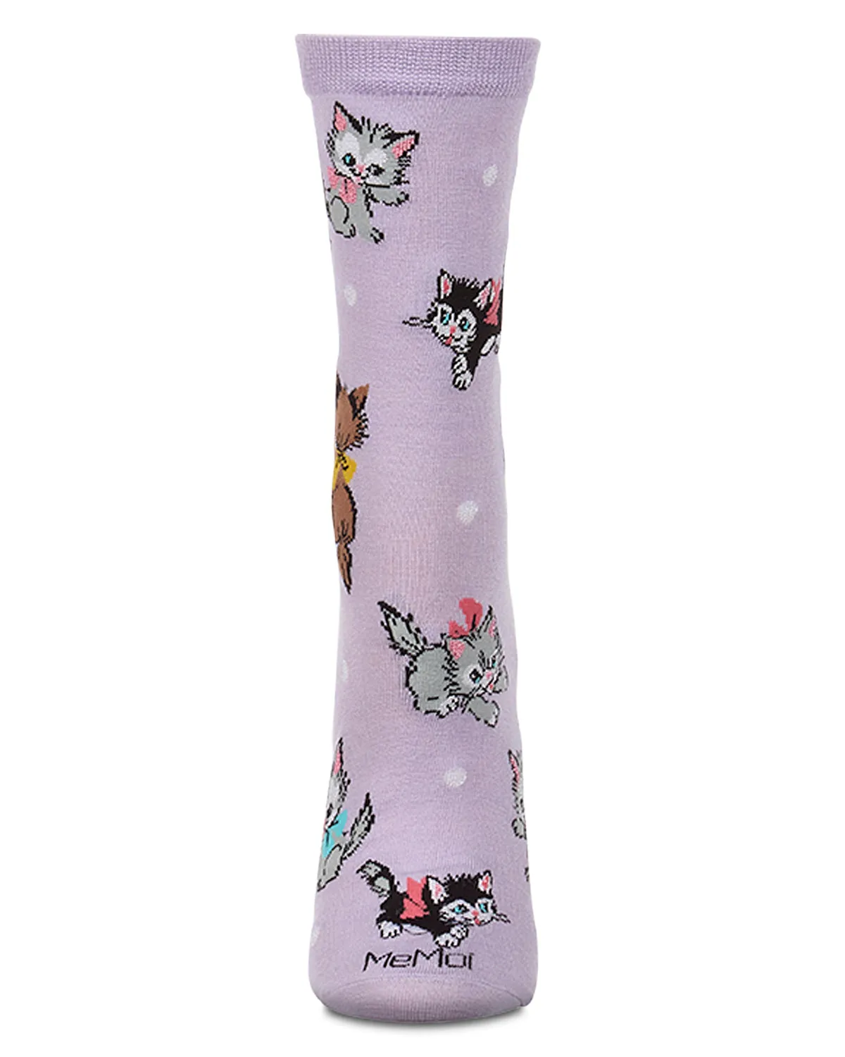 Women's "Retro Kitty" Rayon-Blend Fine-Gauge Novelty Crew Sock sold by MeMoi product image thumbnail 3