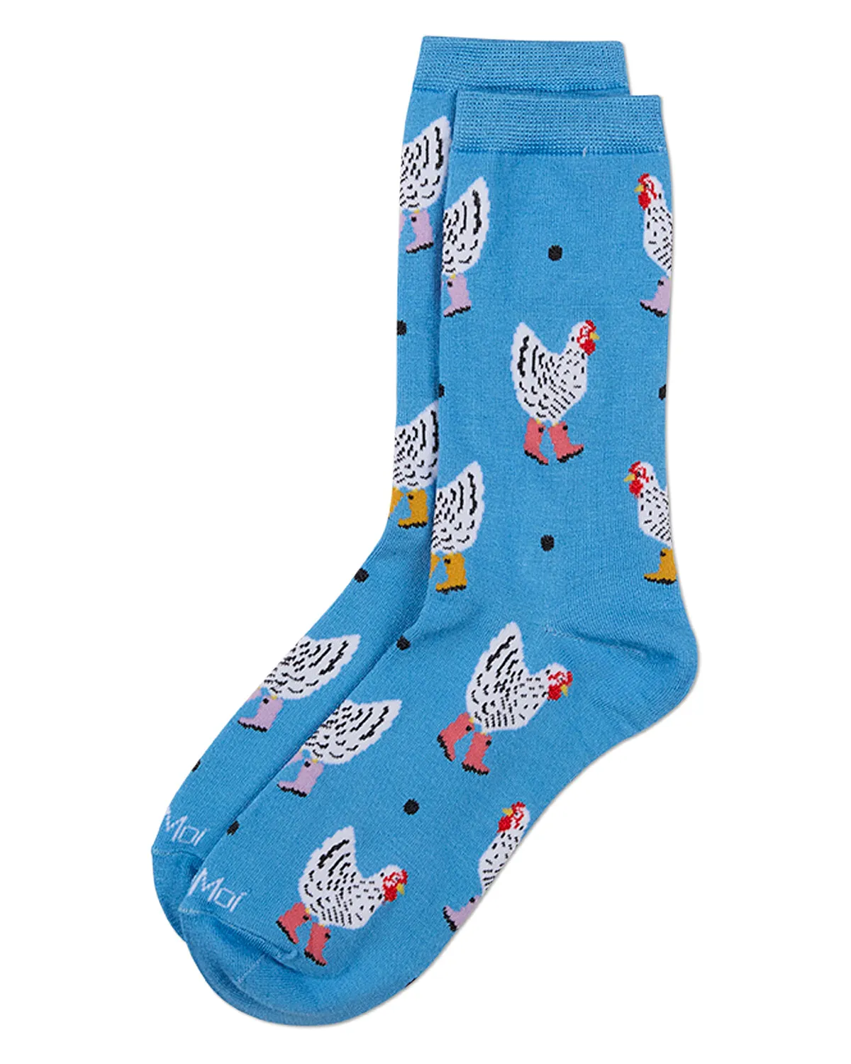 Women's "Hens In Boots" Rayon-Blend Fine-Gauge Crew Sock sold by MeMoi product image thumbnail 3
