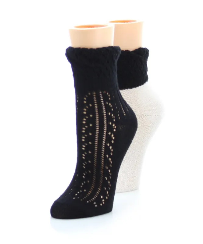 Honeycomb Women's Combed Cotton Ankle Socks 2-Pack made by MeMoi
