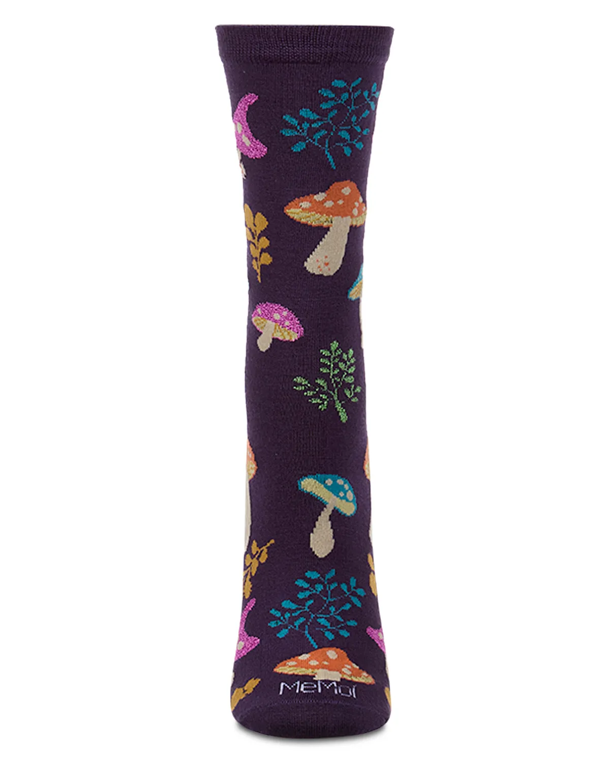 Women's "Wild Mushrooms" Rayon-Blend Fine-Gauge Crew Sock sold by MeMoi product image thumbnail 2